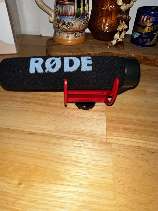 Other - Black Shotgun Microphone with Red Shock Mount